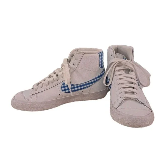 Women’s Size 7.5 - Nike Blazer Mid 77 Blue Gingham FD9163-100 With Box EUC - Picture 2 of 10